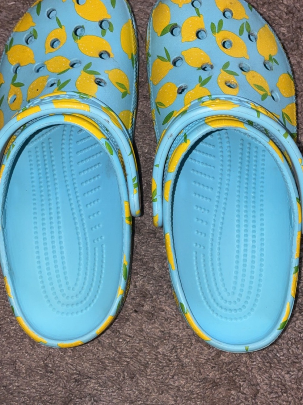 Unisex Lemon Print Crocs- Light Blue
